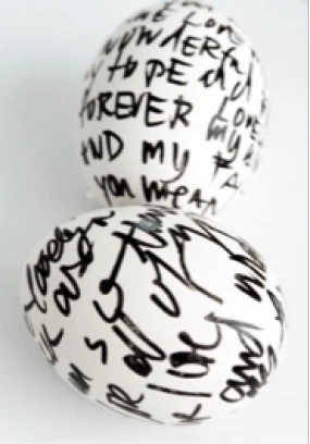 Easter Eggs with Black Writing on Them Easter Eggs with Black Writing on Them