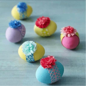 Colorful Easter Eggs with Flowers on Top Colorful Easter Eggs with Flowers on Top